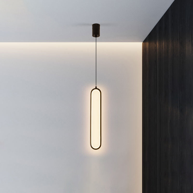 Minimalist Pendant Light Metal Linear LED Pendant Lamp in Black and Gold