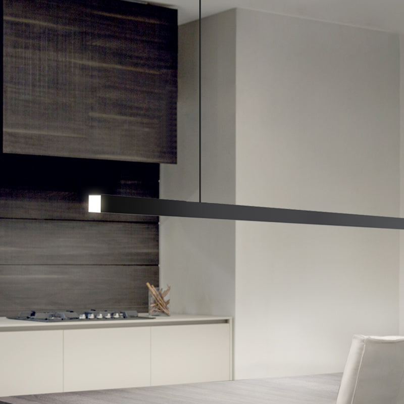 Aluminum Island Lamp Modern 1-Head Linear Restaurant Pendant Light with Acrylic Shade