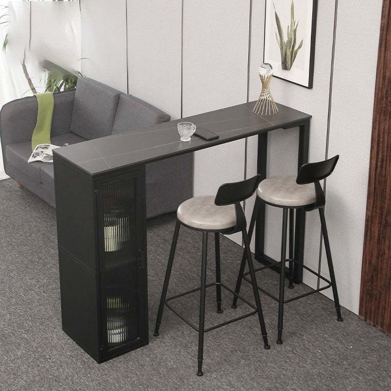 Modern Stone Pub Bar Table Indoor Event and Cocktail Table with Storage