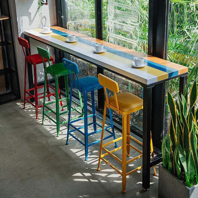 Rectangle Modern Bar Height Table Trestle Wood Counter Table for Coffee Shop