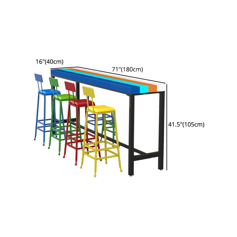 Rectangle Modern Bar Height Table Trestle Wood Counter Table for Coffee Shop