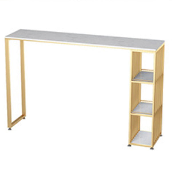 Glam Style Bar Table Artificial Marble Top Pub Table with Cabinet for Dining Room