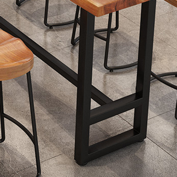 Rectangle Counter Table Footrest Wood Modern Cocktail Bar Table in Natural