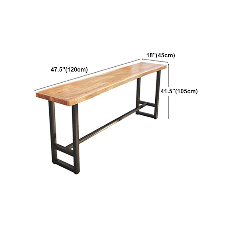 Rectangle Counter Table Footrest Wood Modern Cocktail Bar Table in Natural