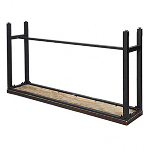 Indoor Brown Wood Bistro Table Modern Rectangle Footrest Cocktail Bar Table