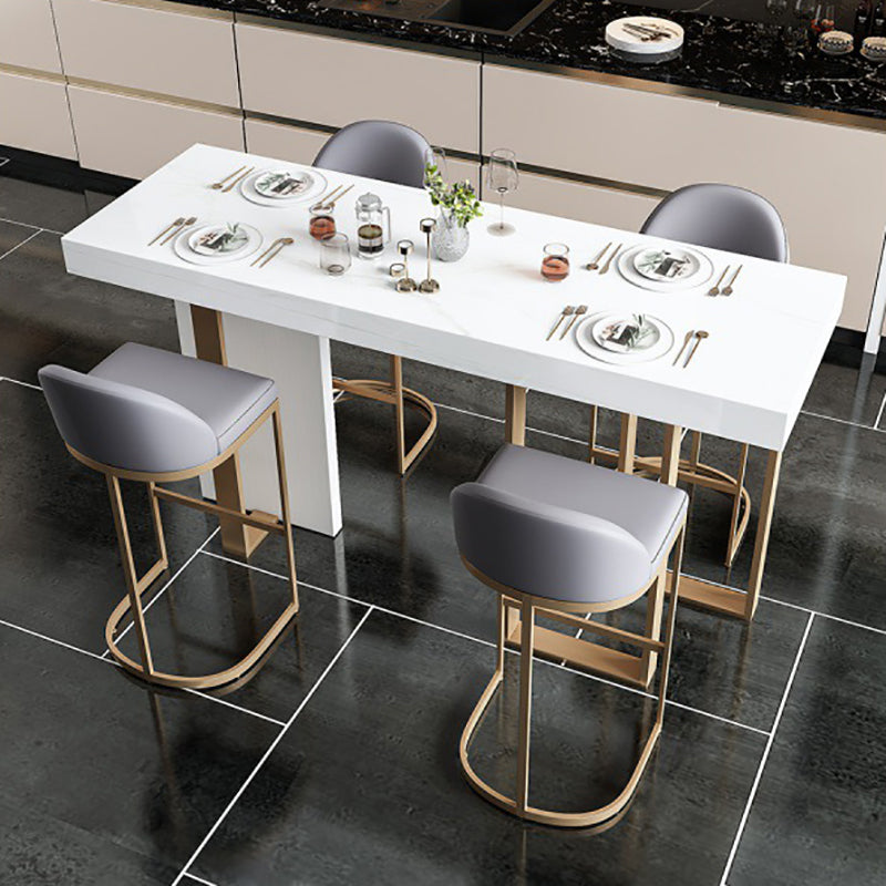 Rectangle Bar Table Contemporary Bar Dining Table with 4 Gold Legs