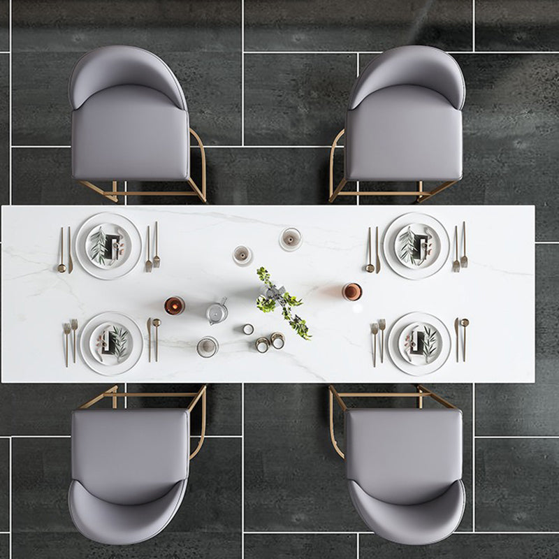 Rectangle Bar Table Contemporary Bar Dining Table with 4 Gold Legs