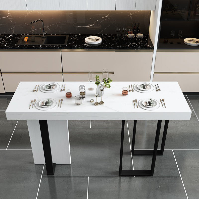 Rectangle Bar Table Contemporary Bar Dining Table with 4 Gold Legs