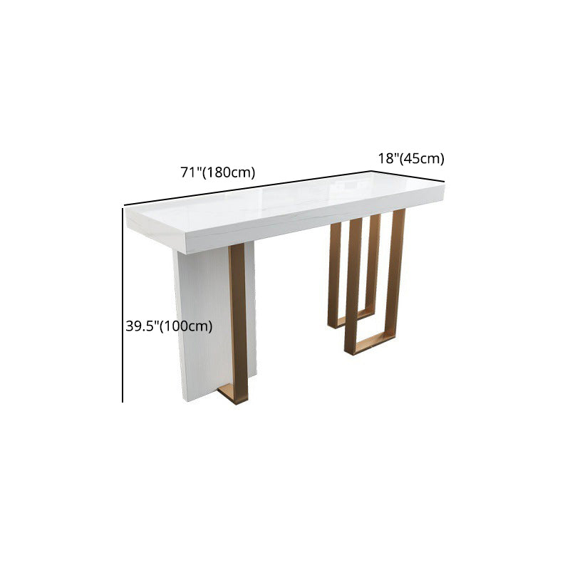 Rectangle Bar Table Contemporary Bar Dining Table with 4 Gold Legs