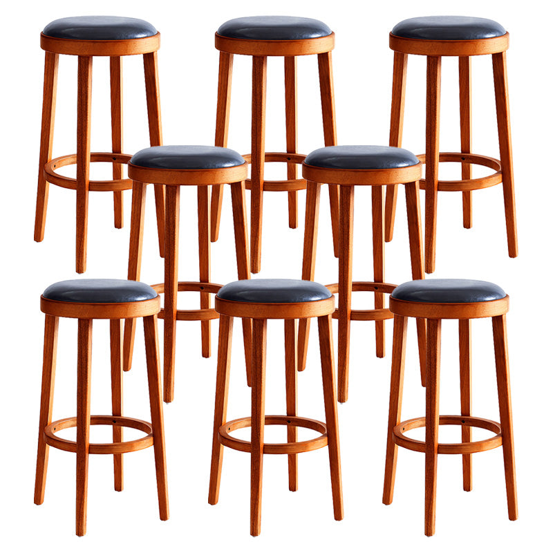 Contemporary Style Bar-stool Round Counter Bar Stool with Wooden Legs for Kitchen