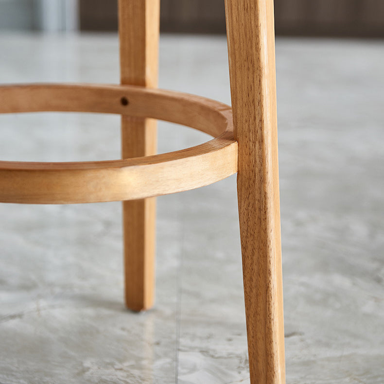 Contemporary Style Bar-stool Round Counter Bar Stool with Wooden Legs for Kitchen