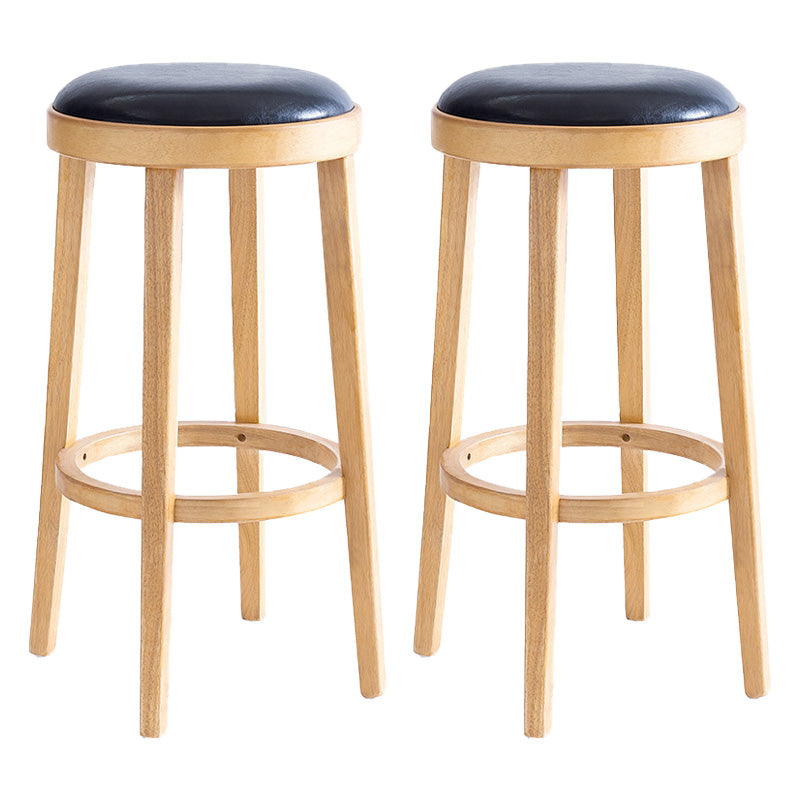 Contemporary Style Bar-stool Round Counter Bar Stool with Wooden Legs for Kitchen