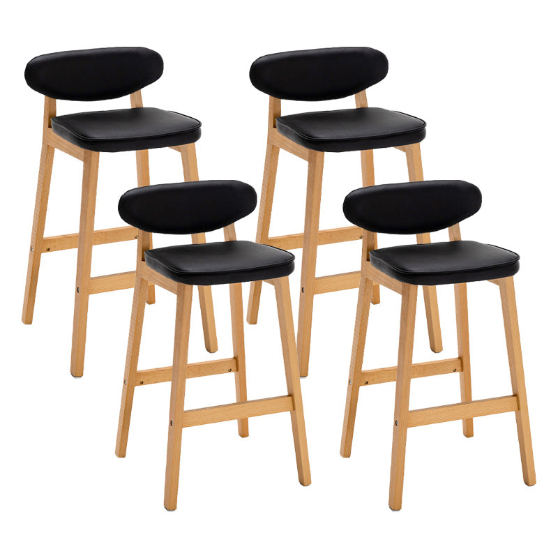 Contemporary Bar-stool Square Counter Bar Stool with Wooden Legs for Kitchen