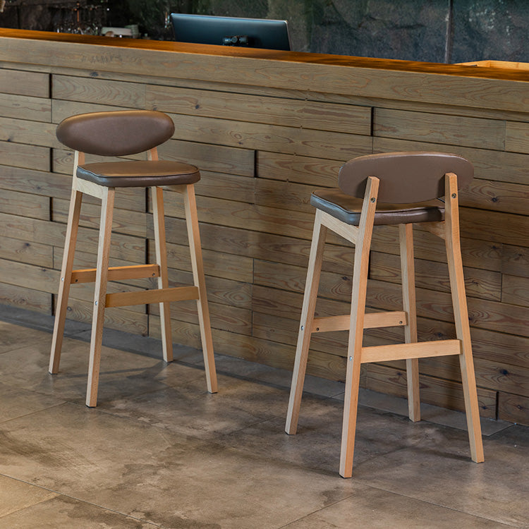 Contemporary Bar-stool Square Counter Bar Stool with Wooden Legs for Kitchen