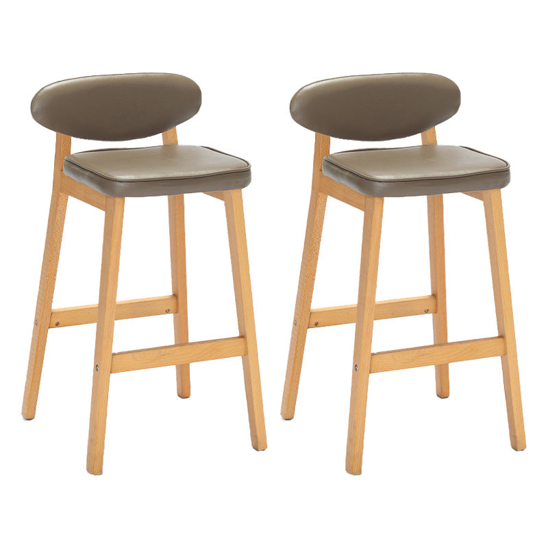 Contemporary Bar-stool Square Counter Bar Stool with Wooden Legs for Kitchen
