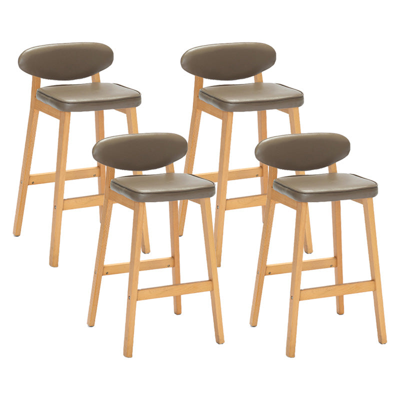 Contemporary Bar-stool Square Counter Bar Stool with Wooden Legs for Kitchen