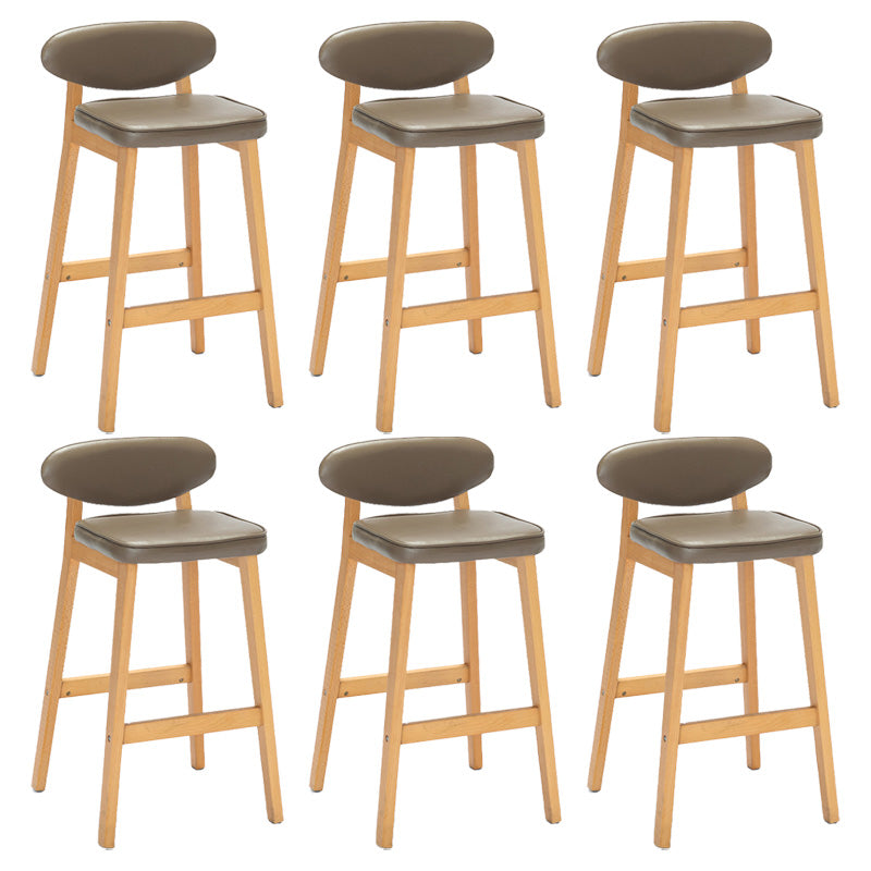 Contemporary Bar-stool Square Counter Bar Stool with Wooden Legs for Kitchen
