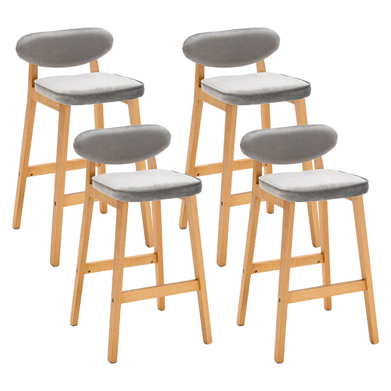 Contemporary Bar-stool Square Counter Bar Stool with Wooden Legs for Kitchen