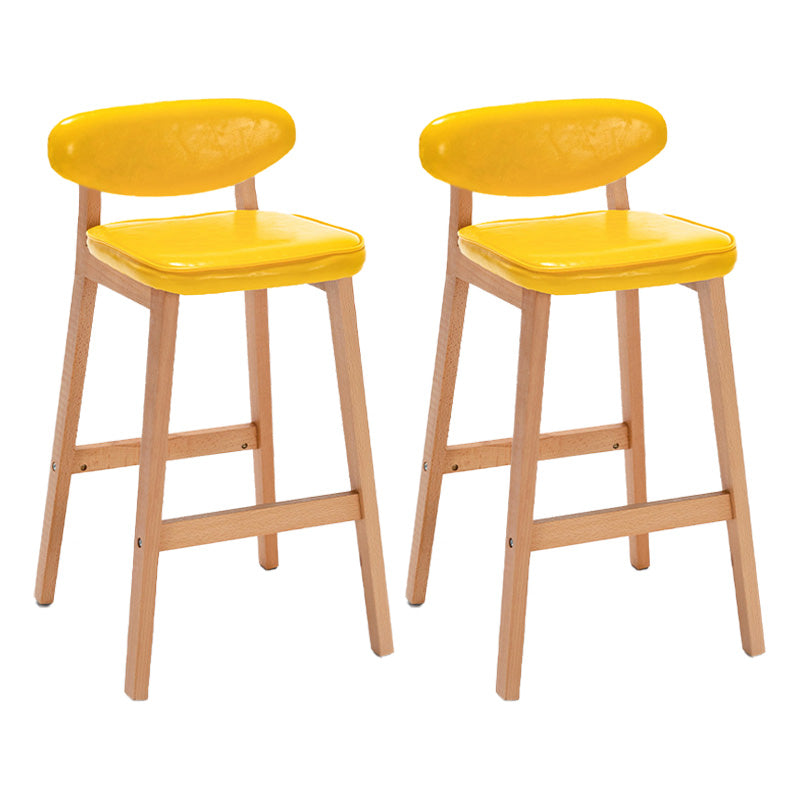 Contemporary Bar-stool Square Counter Bar Stool with Wooden Legs for Kitchen
