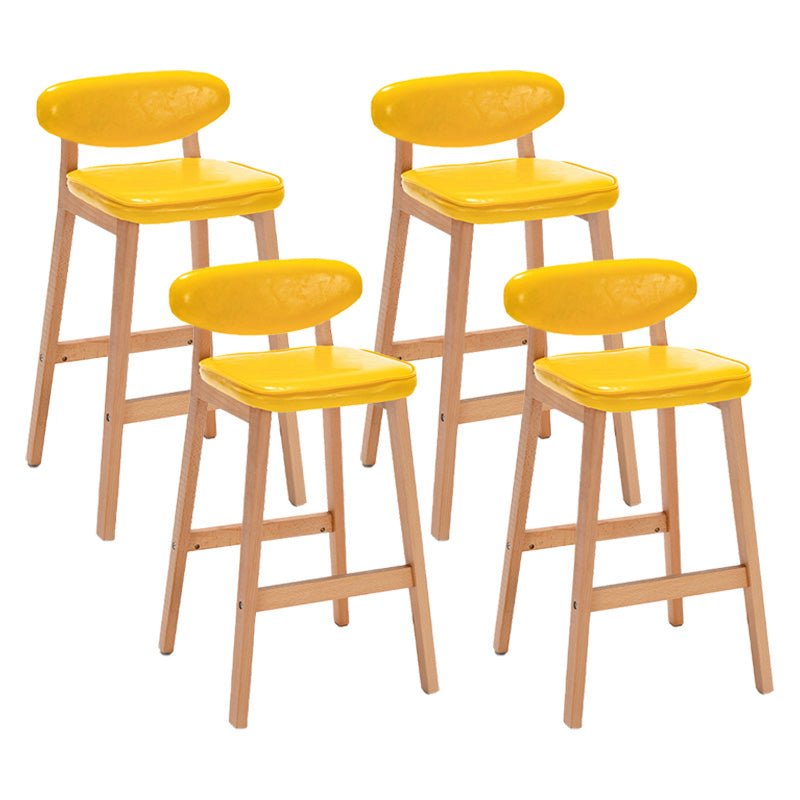 Contemporary Bar-stool Square Counter Bar Stool with Wooden Legs for Kitchen
