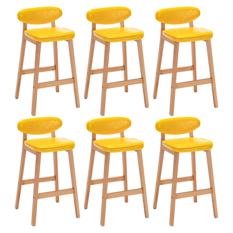 Contemporary Bar-stool Square Counter Bar Stool with Wooden Legs for Kitchen