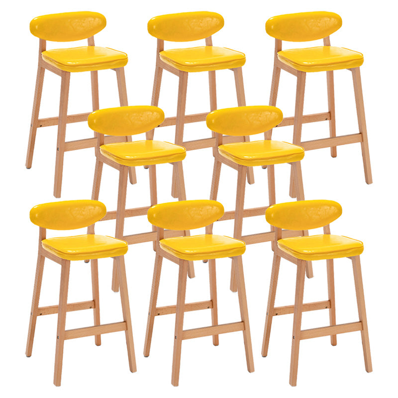 Contemporary Bar-stool Square Counter Bar Stool with Wooden Legs for Kitchen