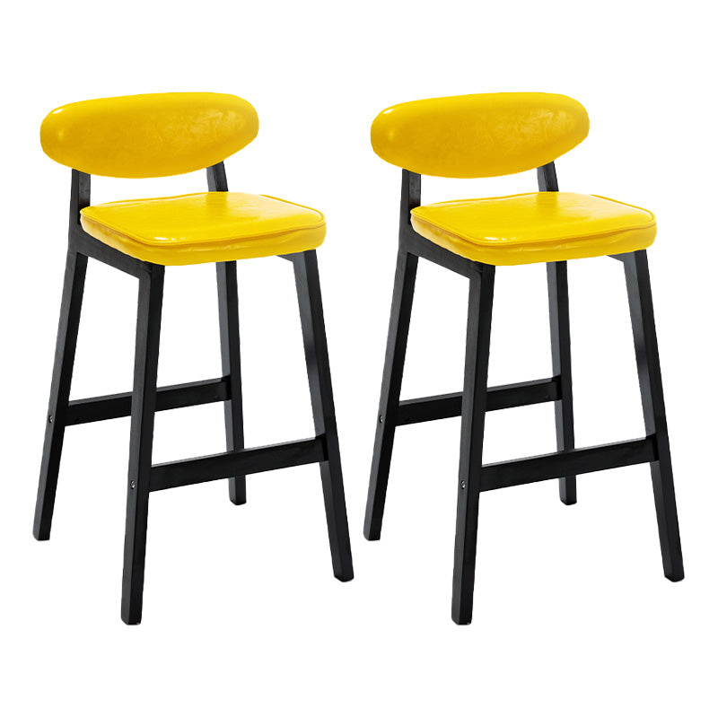 Contemporary Bar-stool Square Counter Bar Stool with Wooden Legs for Kitchen