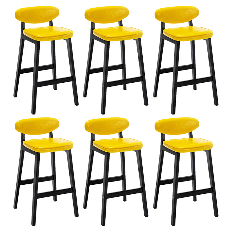 Contemporary Bar-stool Square Counter Bar Stool with Wooden Legs for Kitchen
