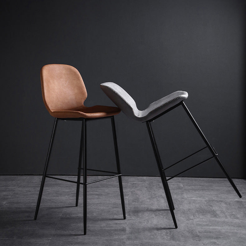 Scandinavian Matte Finish Leather Barstool Footrest Living Room Stool