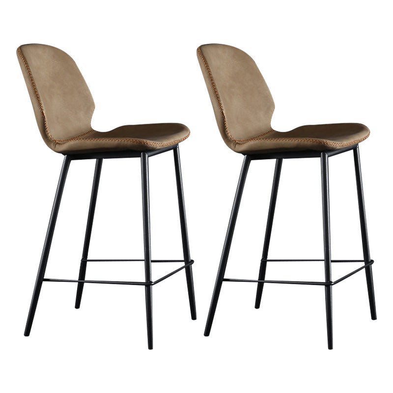 Scandinavian Matte Finish Leather Barstool Footrest Living Room Stool