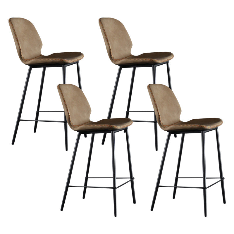 Scandinavian Matte Finish Leather Barstool Footrest Living Room Stool