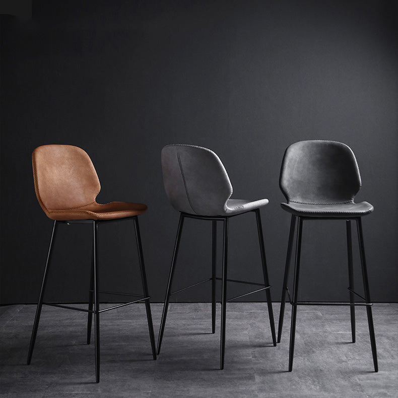Scandinavian Matte Finish Leather Barstool Footrest Living Room Stool