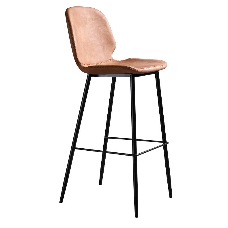 Scandinavian Matte Finish Leather Barstool Footrest Living Room Stool