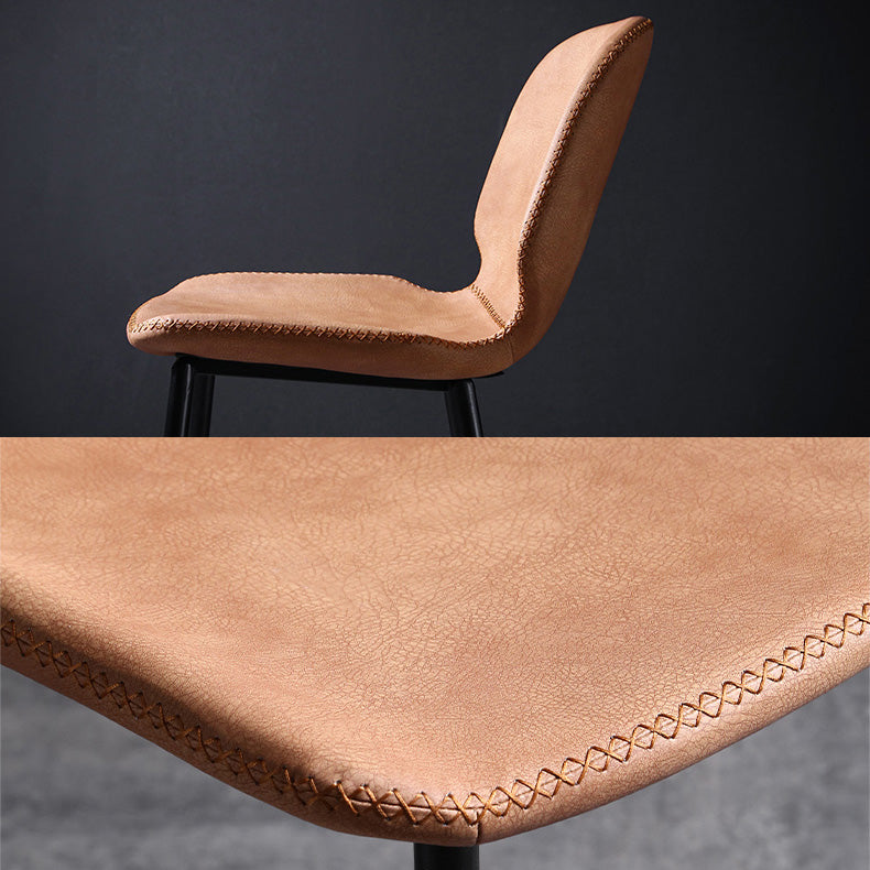 Scandinavian Matte Finish Leather Barstool Footrest Living Room Stool