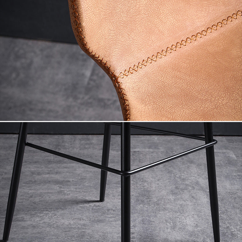 Scandinavian Matte Finish Leather Barstool Footrest Living Room Stool