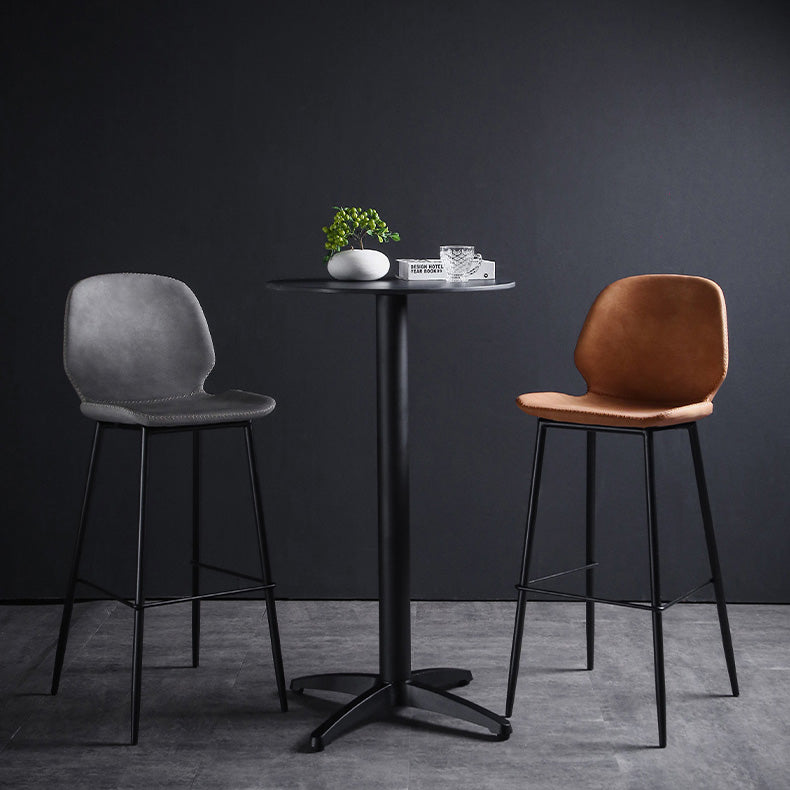 Scandinavian Matte Finish Leather Barstool Footrest Living Room Stool