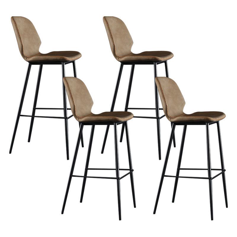 Scandinavian Matte Finish Leather Barstool Footrest Living Room Stool