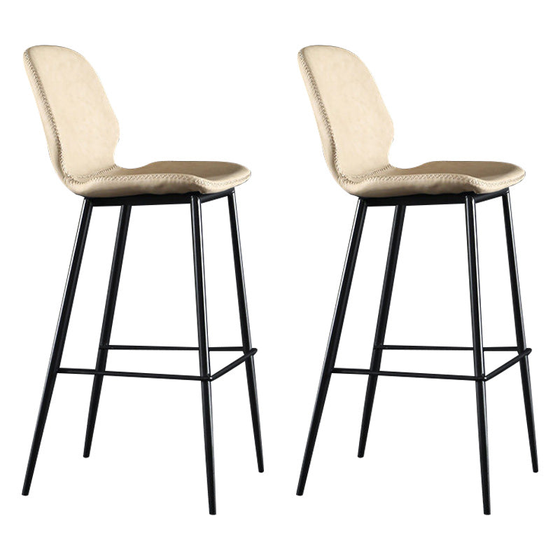 Scandinavian Matte Finish Leather Barstool Footrest Living Room Stool