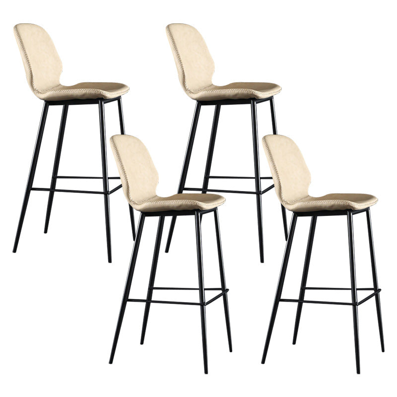 Scandinavian Matte Finish Leather Barstool Footrest Living Room Stool