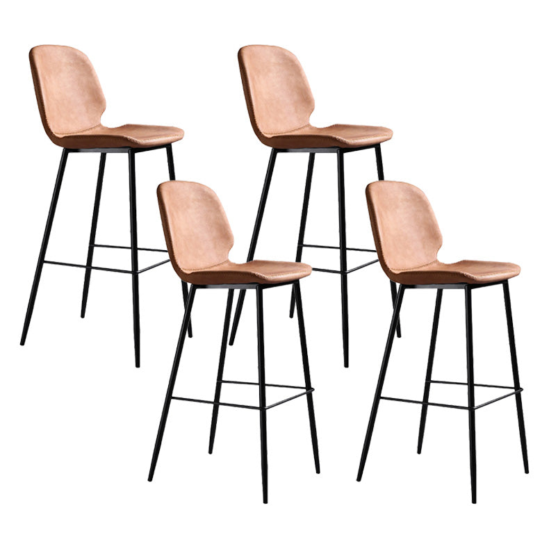 Scandinavian Matte Finish Leather Barstool Footrest Living Room Stool