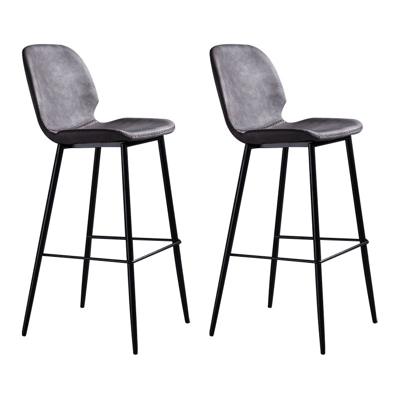 Scandinavian Matte Finish Leather Barstool Footrest Living Room Stool