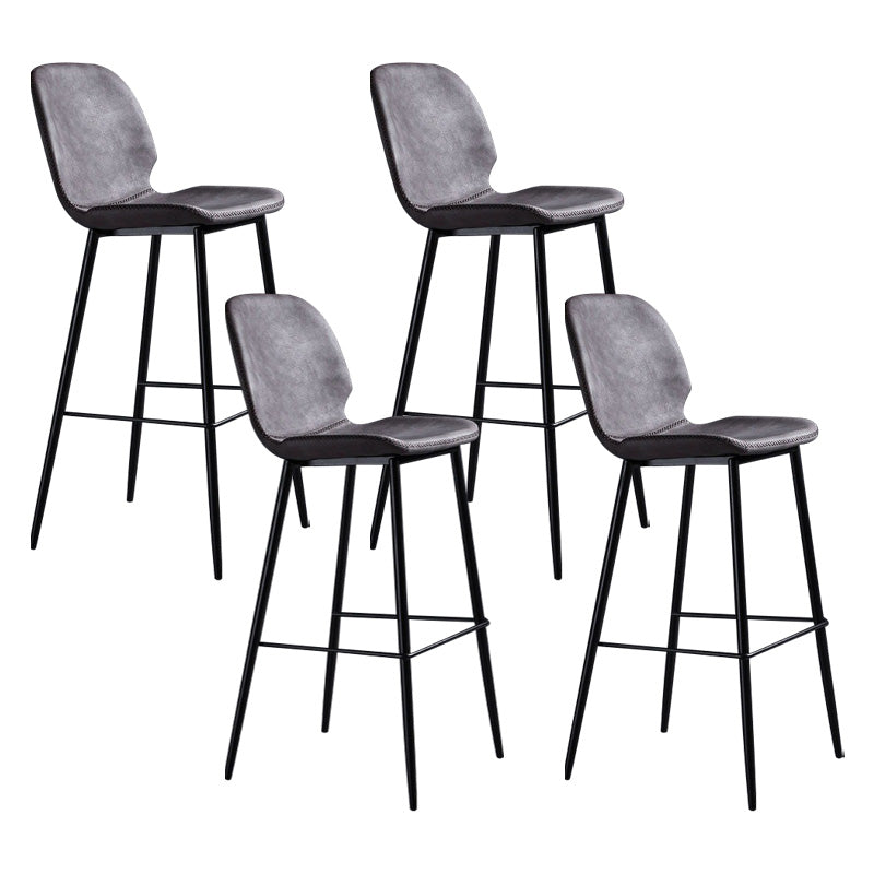 Scandinavian Matte Finish Leather Barstool Footrest Living Room Stool