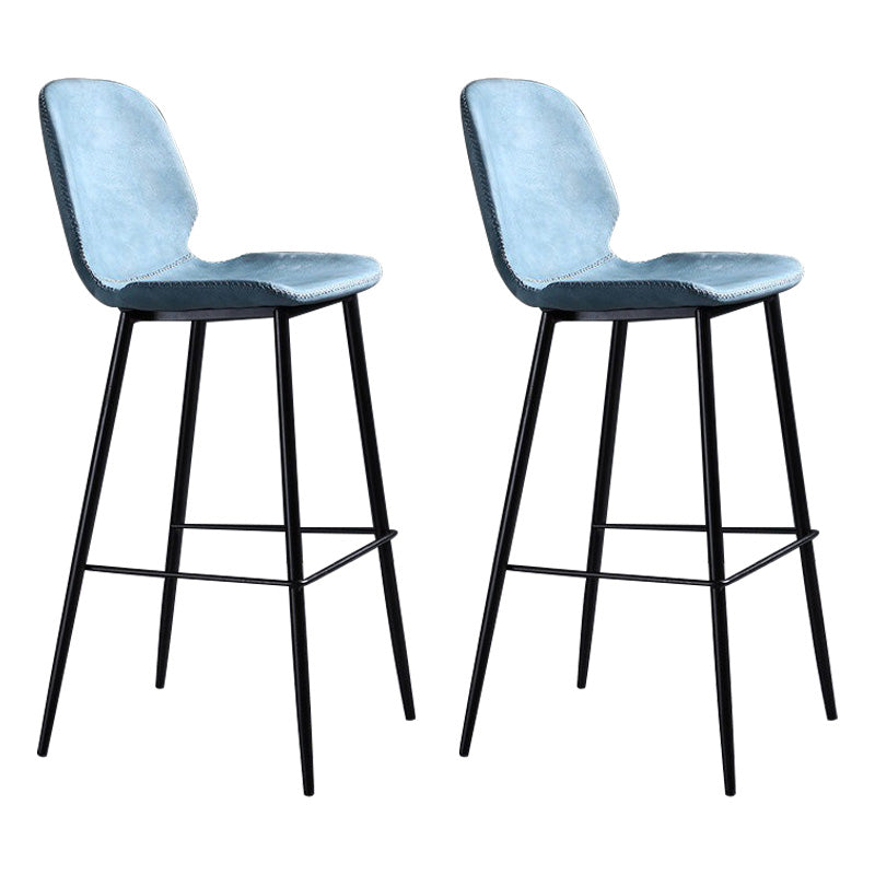 Scandinavian Matte Finish Leather Barstool Footrest Living Room Stool