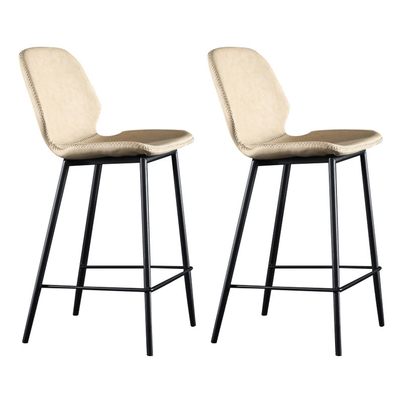 Scandinavian Matte Finish Leather Barstool Footrest Living Room Stool