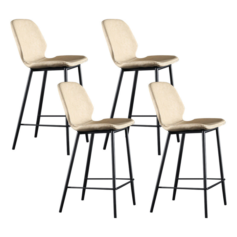 Scandinavian Matte Finish Leather Barstool Footrest Living Room Stool