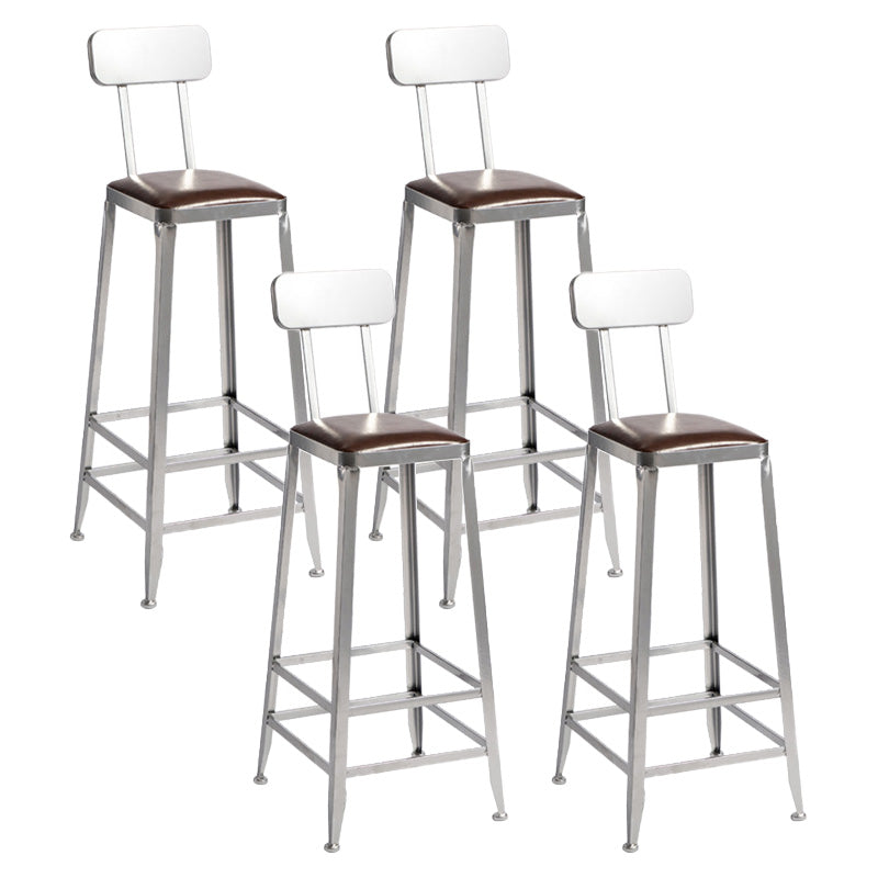 Industrial Coffee Shop Footrest Stools Silver Iron Bar Stool