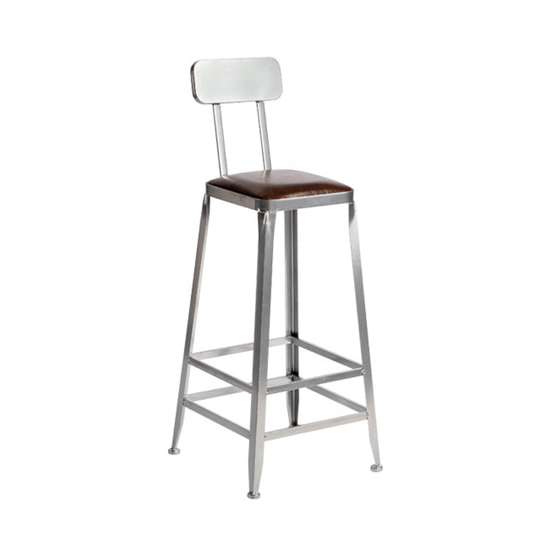 Industrial Coffee Shop Footrest Stools Silver Iron Bar Stool