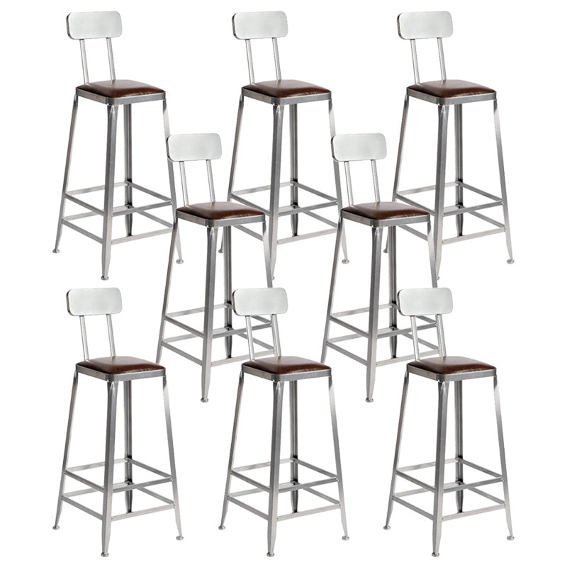 Industrial Coffee Shop Footrest Stools Silver Iron Bar Stool
