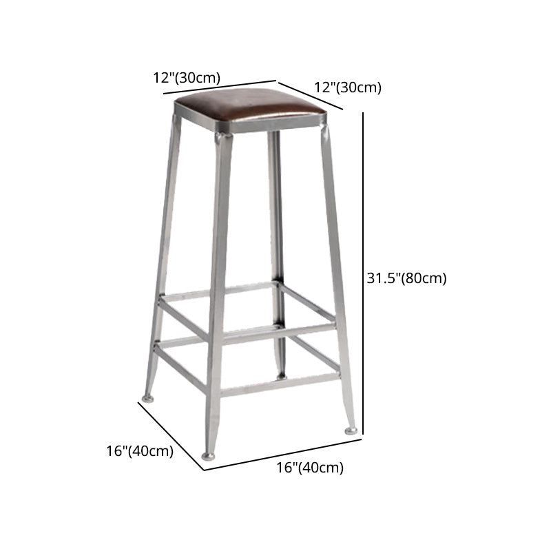 Industrial Coffee Shop Footrest Stools Silver Iron Bar Stool