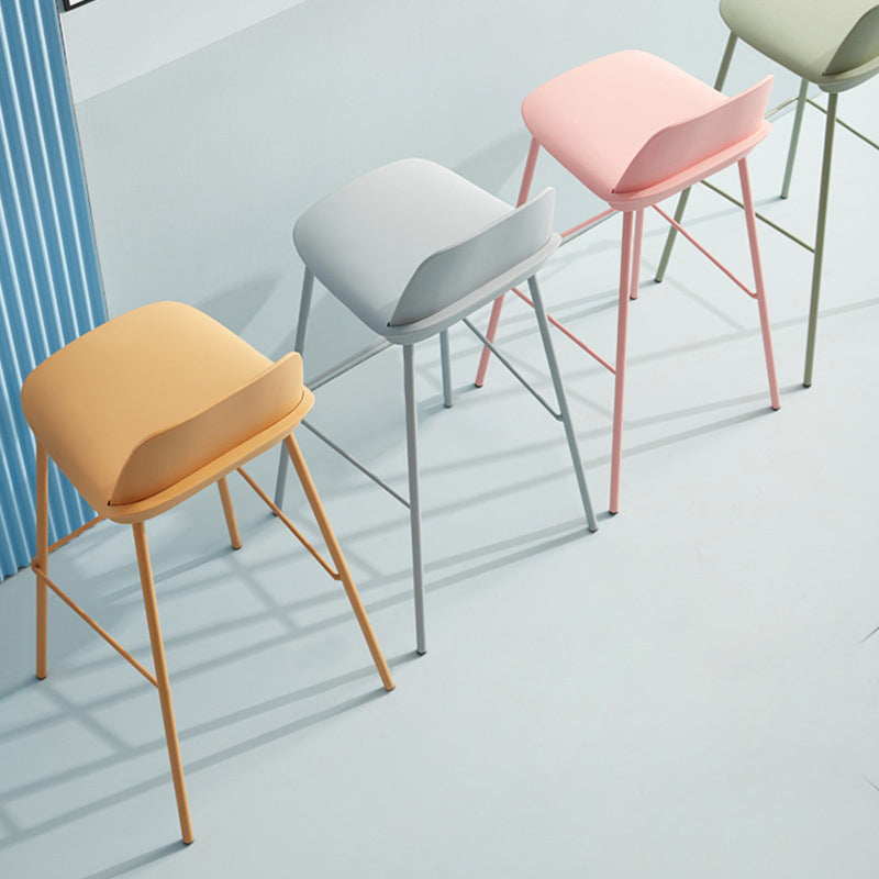 Scandinavian Living Room Low Back Stool Matte Finish Plastic Barstool